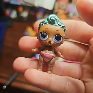 Cute Doll with Blue Hair and Pink Diaper